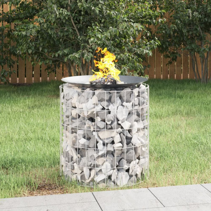 Gabion Fire Pit ø 50 Cm Galvanised Iron Optppn