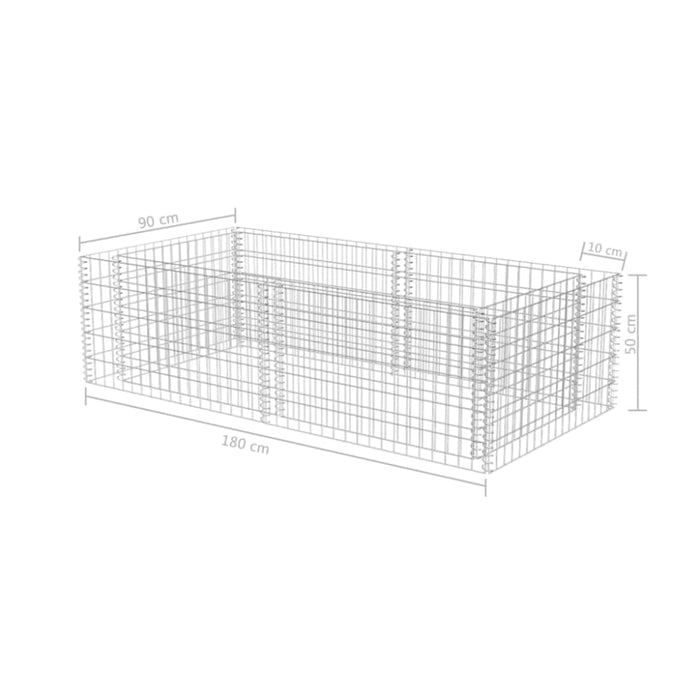 Gabion Planter Galvanised Steel 180x90x50 Cm Oaolxa
