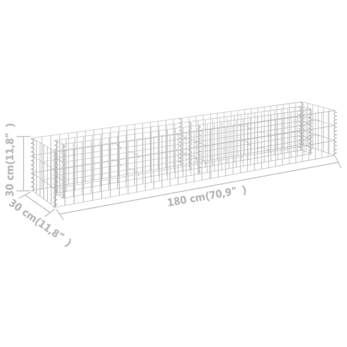 Gabion Raised Bed Galvanised Steel 180x30x30 Cm Oapltt