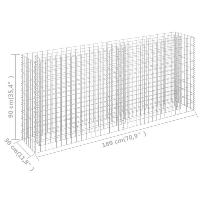 Gabion Raised Bed Galvanised Steel 180x30x90 Cm Oapltp