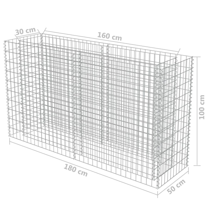 Gabion Raised Bed Galvanised Steel 180x50x100 Cm Oatppn