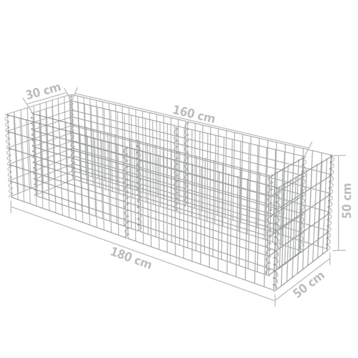 Gabion Raised Bed Galvanised Steel 180x50x50 Cm Oatppk