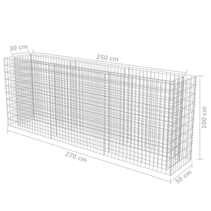 Gabion Raised Bed Galvanised Steel 270x50x100 Cm Oatplx