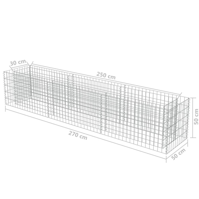 Gabion Raised Bed Galvanised Steel 270x50x50 Cm Oatplt