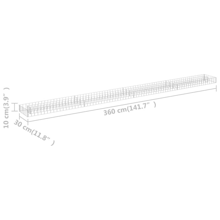 Gabion Raised Bed Galvanised Steel 360x30x10 Cm Oaplab