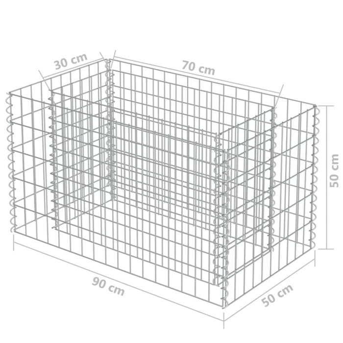Gabion Raised Bed Galvanised Steel 90x50x50 Cm Oatplk