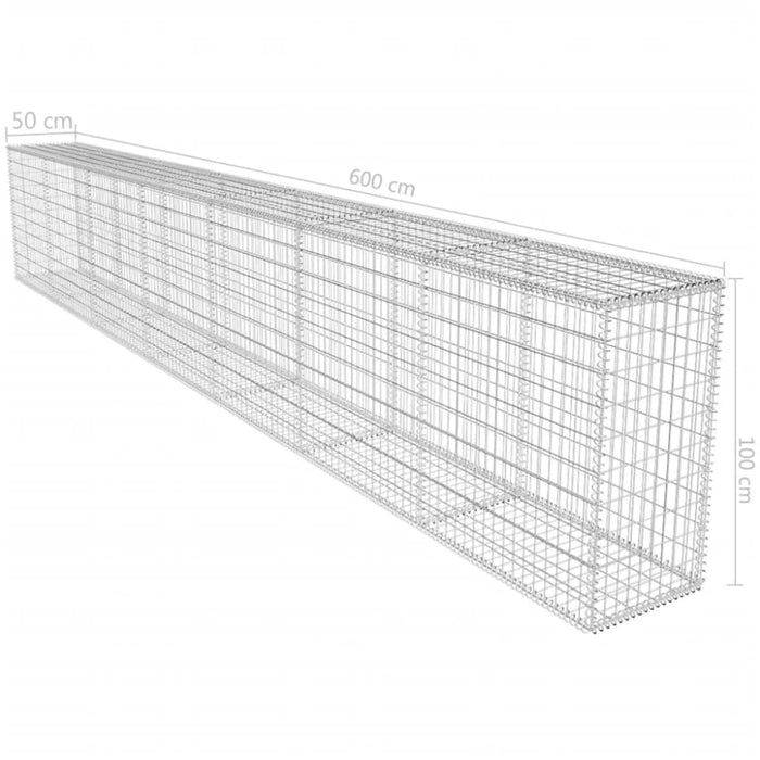 Gabion Wall with Cover Galvanised Steel 600x50x100 Cm Oaxptb
