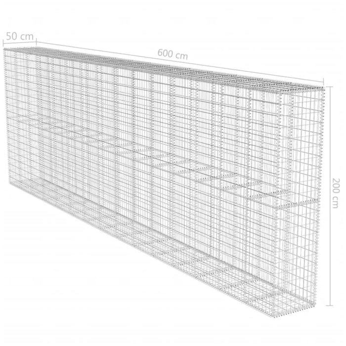 Gabion Wall with Cover Galvanised Steel 600x50x200 Cm Oaxpto