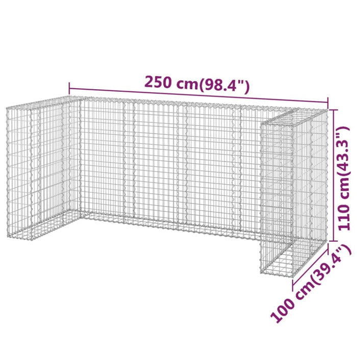 Gabion Wall for Garbage Bins Galvanised Steel 250x100x110