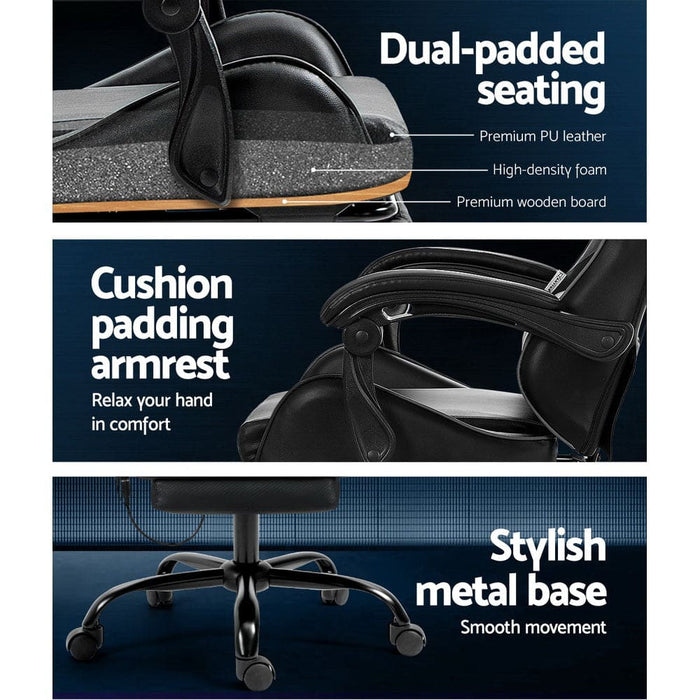 Gaming Office Chair Racing Massage Computer Seat Footrest