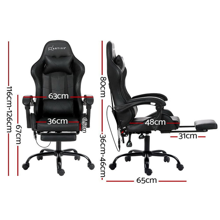 Gaming Office Chair Racing Massage Computer Seat Footrest