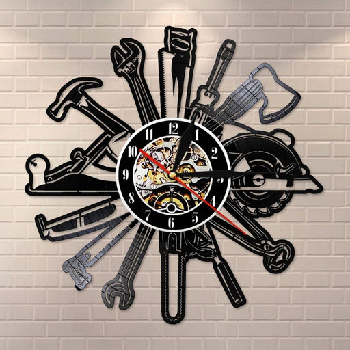 Car Garage Tools Vinyl Record Led Wall Clock Mechanic
