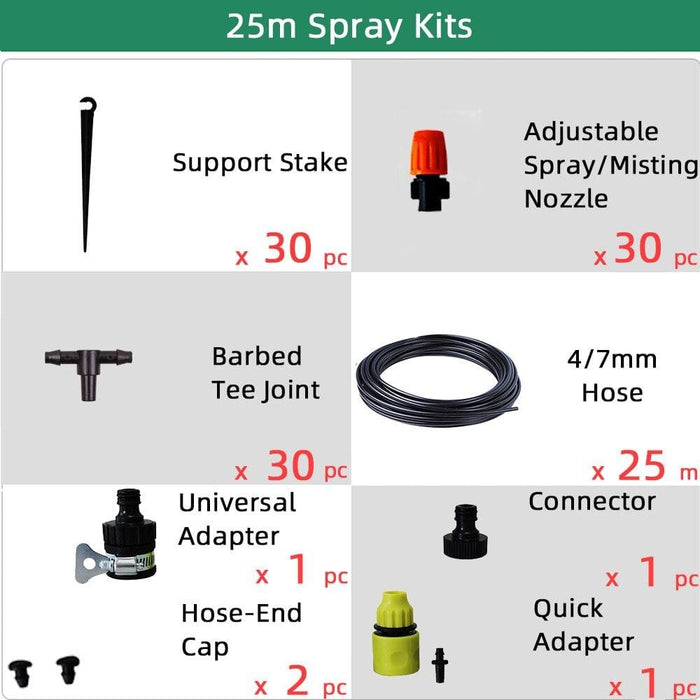 10m 25m 30m Garden 4 7mm Dripper Spray Nozzles Watering Kits