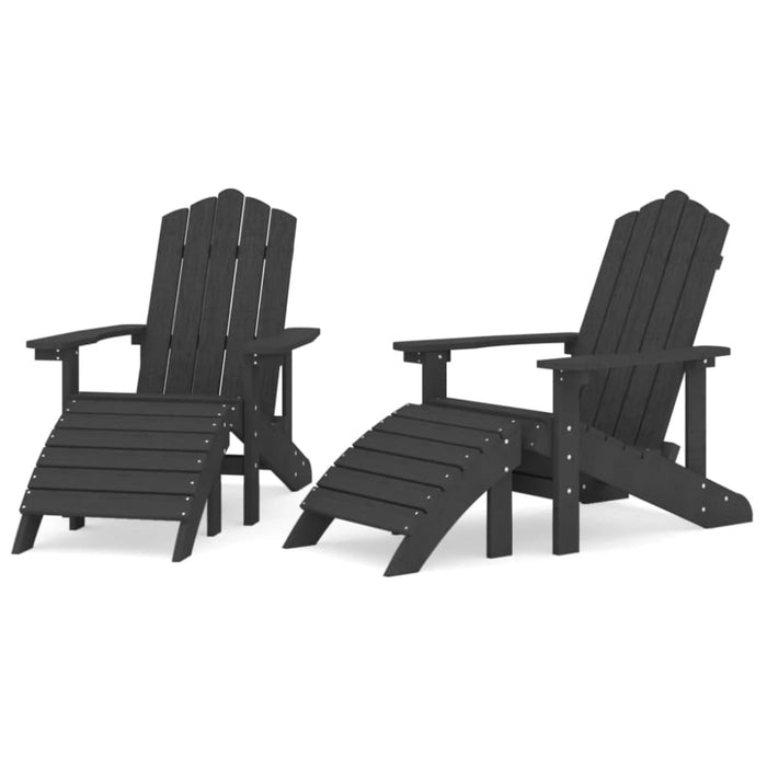 Garden Adirondack Chairs 2 Pcs with Footstools Hdpe