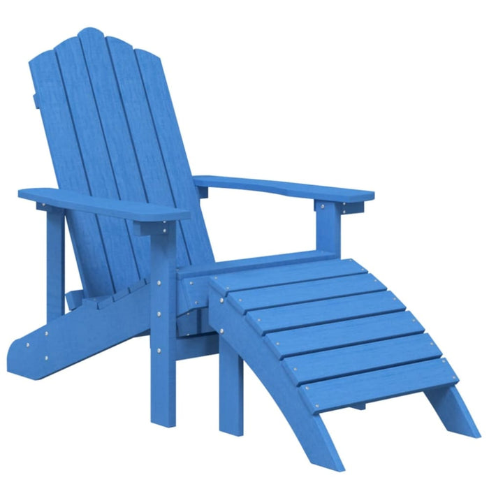 Garden Adirondack Chairs 2 Pcs with Footstools Hdpe Aqua