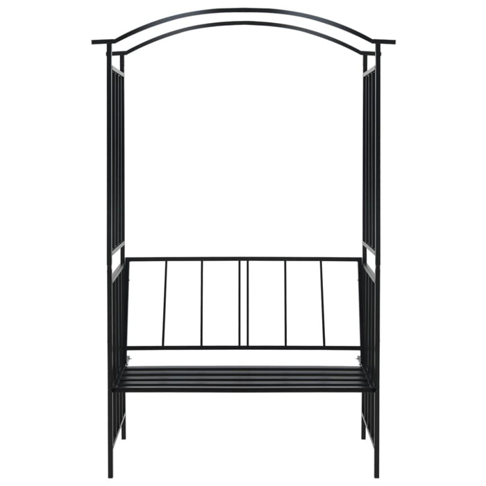 Garden Arch with Bench Black 128x50x207 Cm Iron Aibkt
