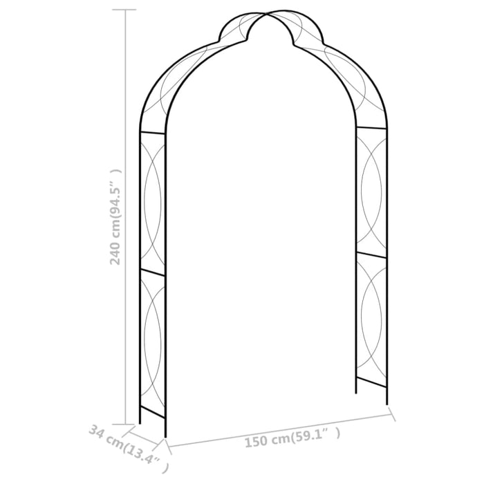 Garden Arch Black 150x34x240 Cm Iron Aibkp