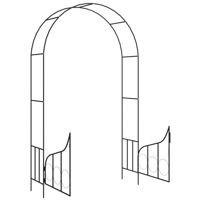 Garden Arch with Gate Black 138x40x238 Cm Iron Aibkx