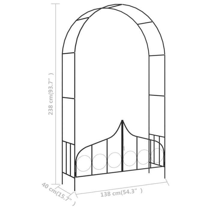 Garden Arch with Gate Black 138x40x238 Cm Iron Aibkx