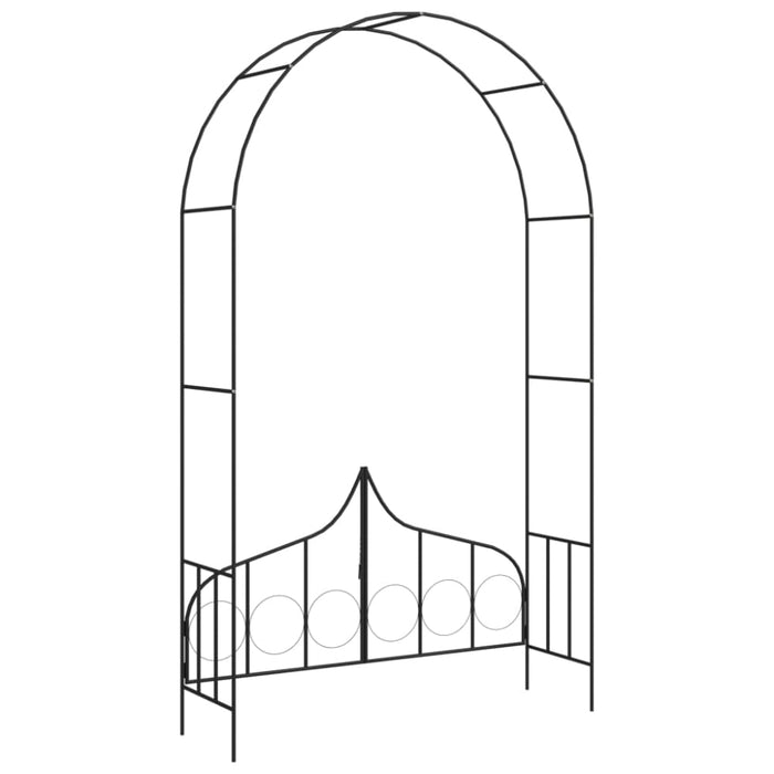 Garden Arch with Gate Black 138x40x238 Cm Iron Aibkx