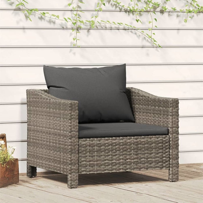 Garden Armchair with Cushion Grey Poly Rattan Tlxlkt