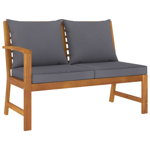 Garden Bench 114.5 Cm with Dark Grey Cushion Solid Acacia