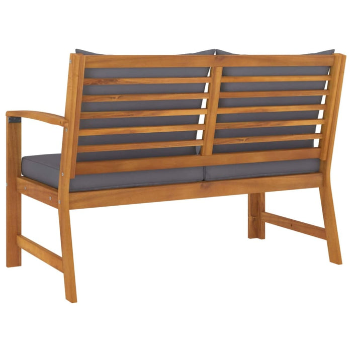 Garden Bench 114.5 Cm with Dark Grey Cushion Solid Acacia