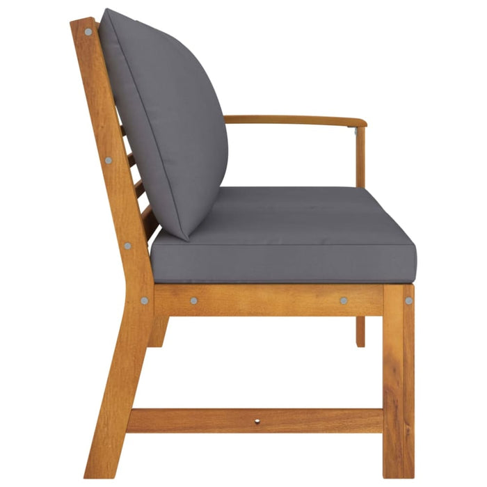 Garden Bench 114.5 Cm with Dark Grey Cushion Solid Acacia