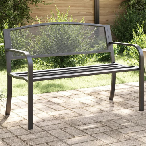 Garden Bench 119 Cm Black Steel Abbxnxi