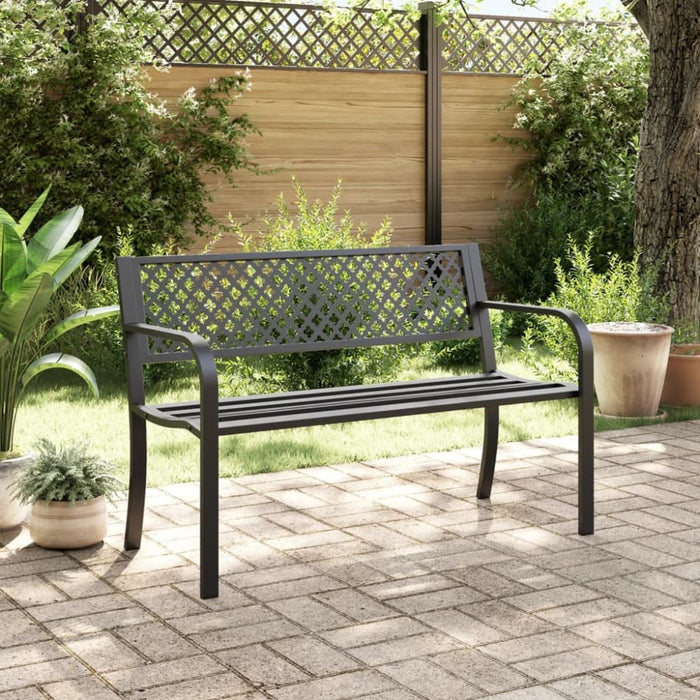 Garden Bench 119 Cm Black Steel Abbxnxn