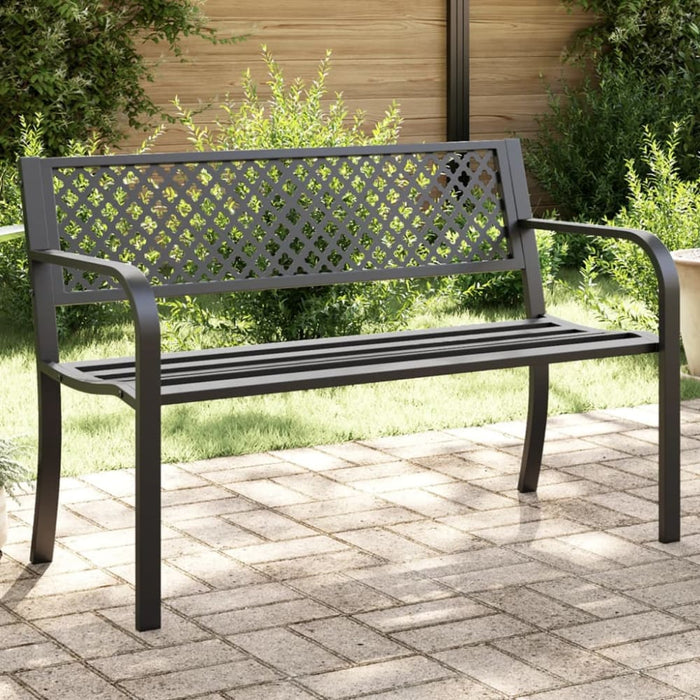 Garden Bench 119 Cm Black Steel Abbxnxn