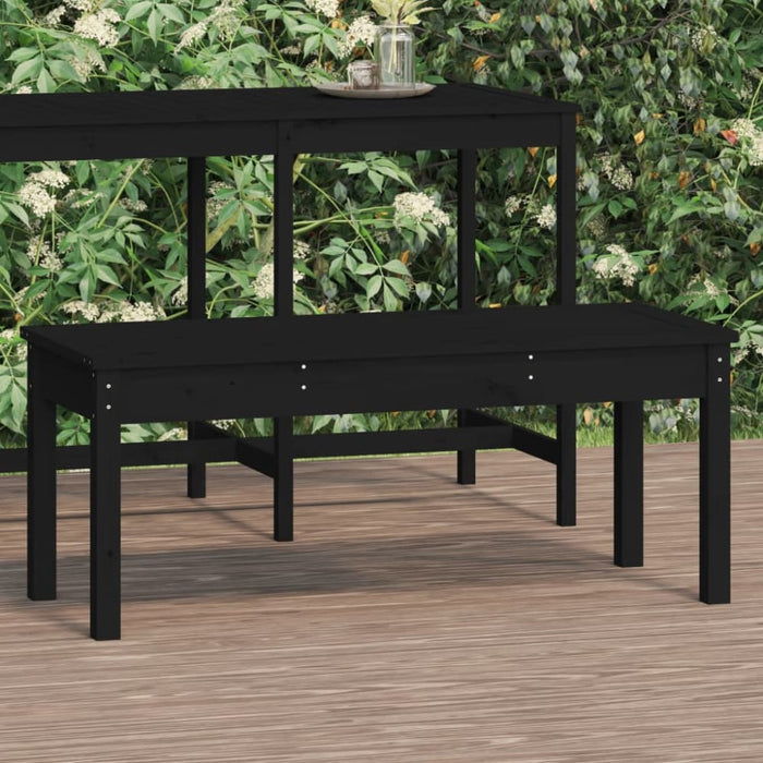 Garden Bench Black 109x44x45 Cm Solid Wood Pine Nxabbn