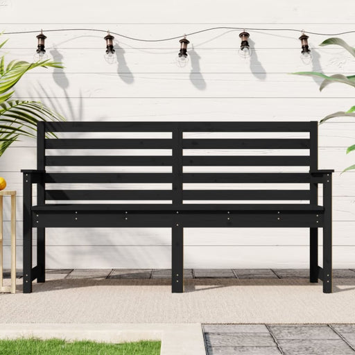 Garden Bench Black 159.5x48x91.5 Cm Solid Wood Pine Nxabio