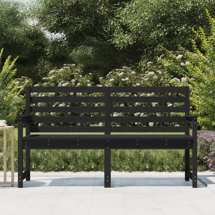 Garden Bench Black 159.5x48x91.5 Cm Solid Wood Pine Nxabio