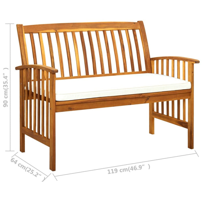 Garden Bench with Cushion 119 Cm Solid Acacia Wood Toxotx