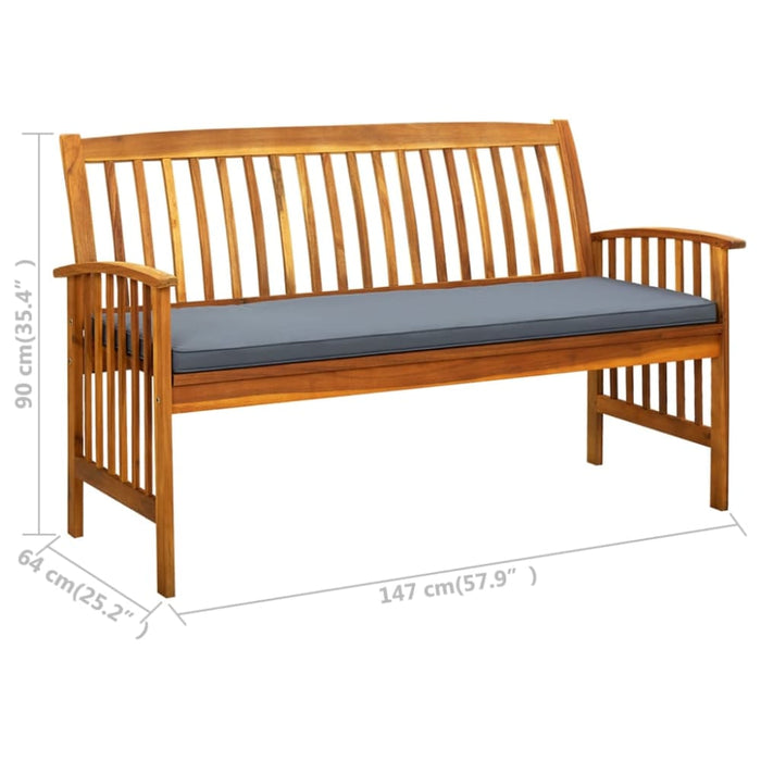 Garden Bench with Cushion 147 Cm Solid Acacia Wood Toxotp