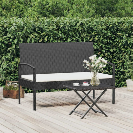 Garden Bench with Cushion Black 105 Cm Poly Rattan Tlxoll