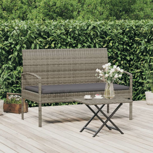 Garden Bench with Cushion Grey 105 Cm Poly Rattan Tlxoli