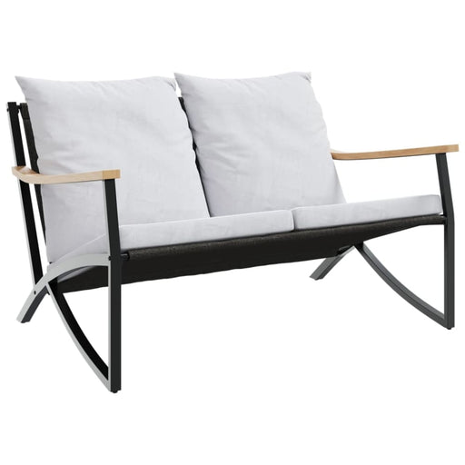 Garden Bench With Cushions 120 Cm Black Steel Abbktbl