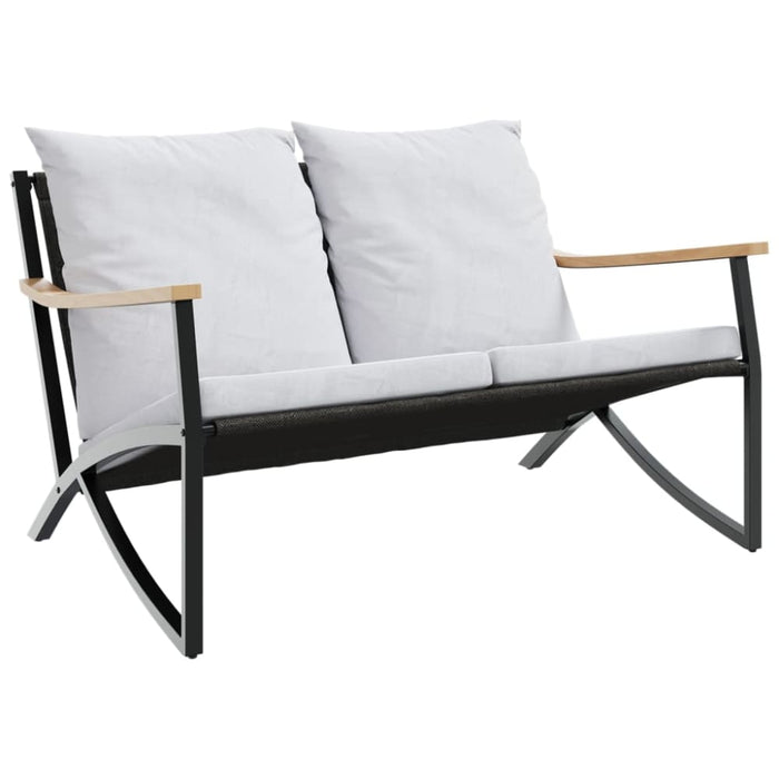 Garden Bench With Cushions 120 Cm Black Steel Abbktbl