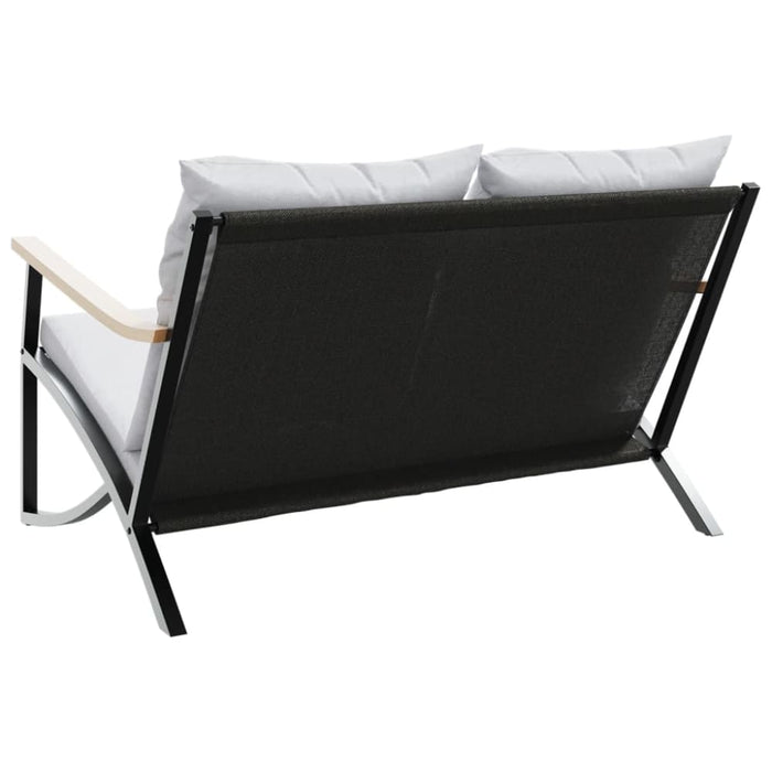 Garden Bench With Cushions 120 Cm Black Steel Abbktbl
