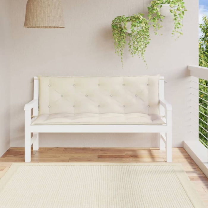 Garden Bench Cushions 2pcs Cream White 150x50x7cm Oxford