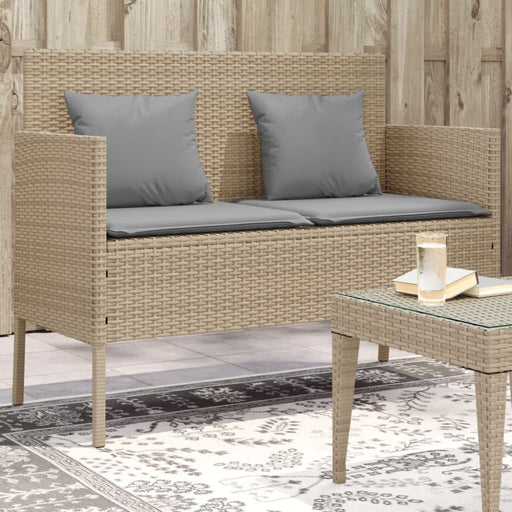 Garden Bench With Cushions Beige Poly Rattan Tlpiip