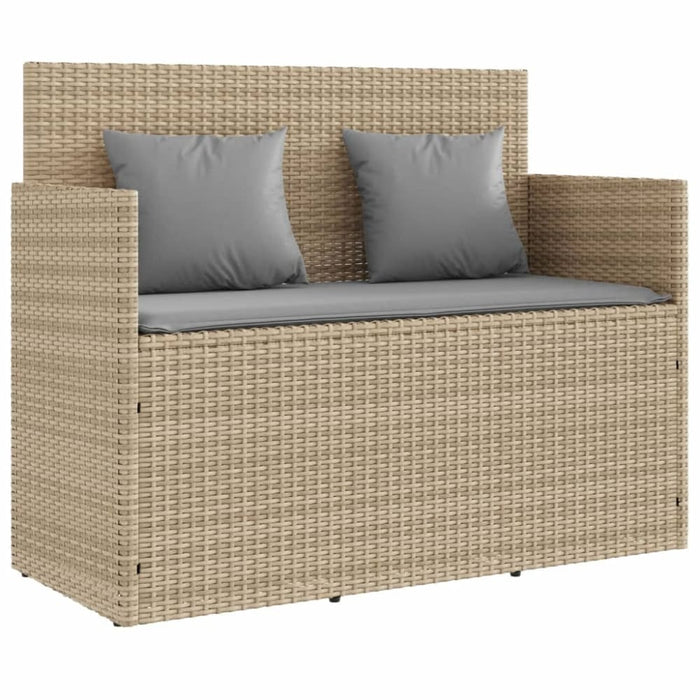 Garden Bench With Cushions Beige Poly Rattan Tlpilp
