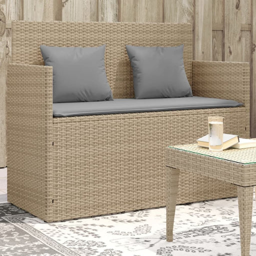 Garden Bench With Cushions Beige Poly Rattan Tlpilp