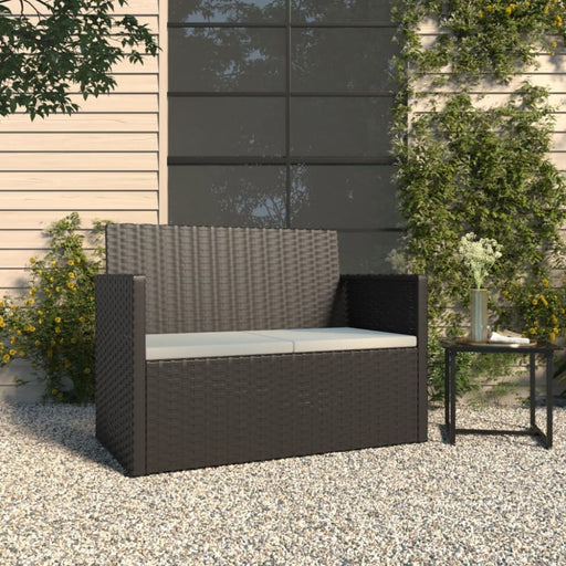 Garden Bench with Cushions Black 105 Cm Poly Rattan Tlxtol