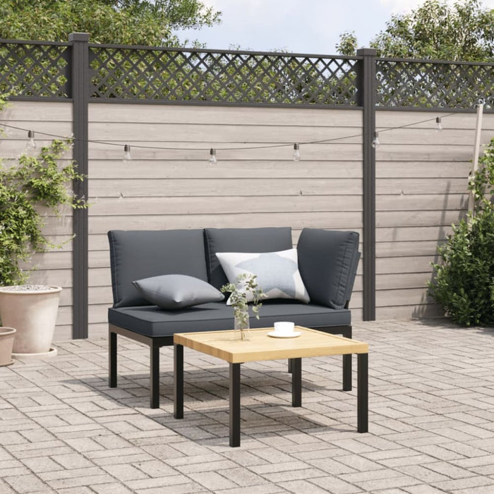 Garden Bench With Cushions Black Aluminium Abbnplk