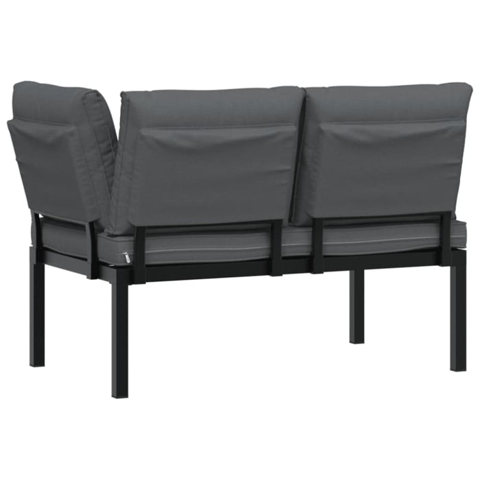 Garden Bench With Cushions Black Aluminium Abbnplk