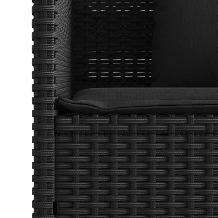Garden Bench with Cushions Black Poly Rattan Tlpilo