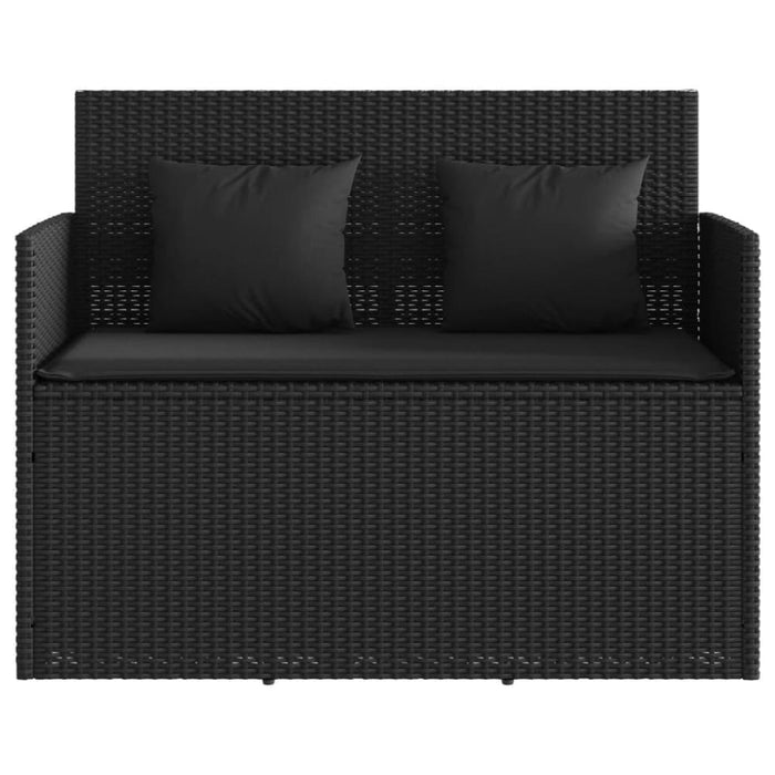 Garden Bench with Cushions Black Poly Rattan Tlpilo